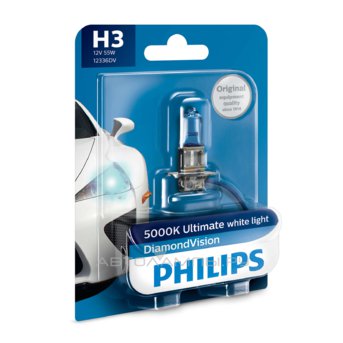 H3 12V- 55W (PK22s) (белый холод.свет-голуб.оттен.) Diamond Vision блистер (1шт.) 12336DVB1